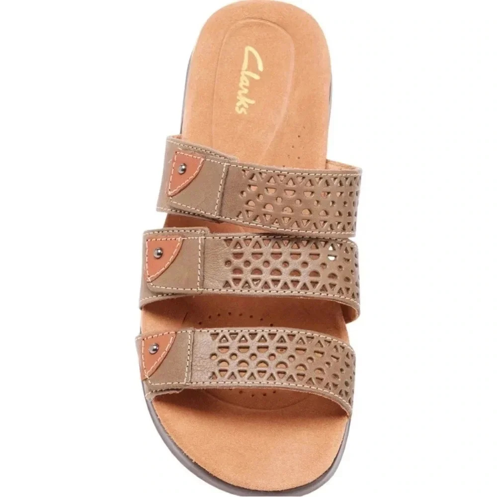 Clarks Kitly Walk Sandals - Leather, Wide Width Tan
